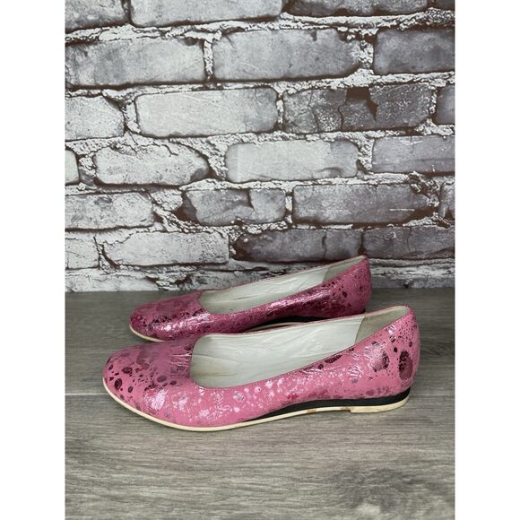 Osvaldo Pericoli Pink Leather Spots VTG Designer Ballet Flats Women 7M US/37.5EU - Picture 13 of 16